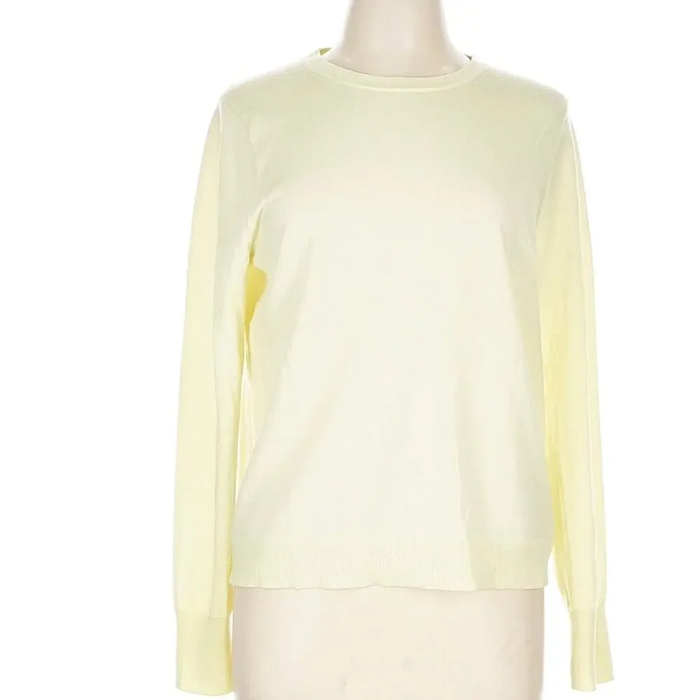 J.Crew Sweater Womens L Yellow Merino Wool Crewneck Quiet Luxury Coastal